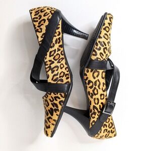 Aerosoles faux fur leopard print pumps